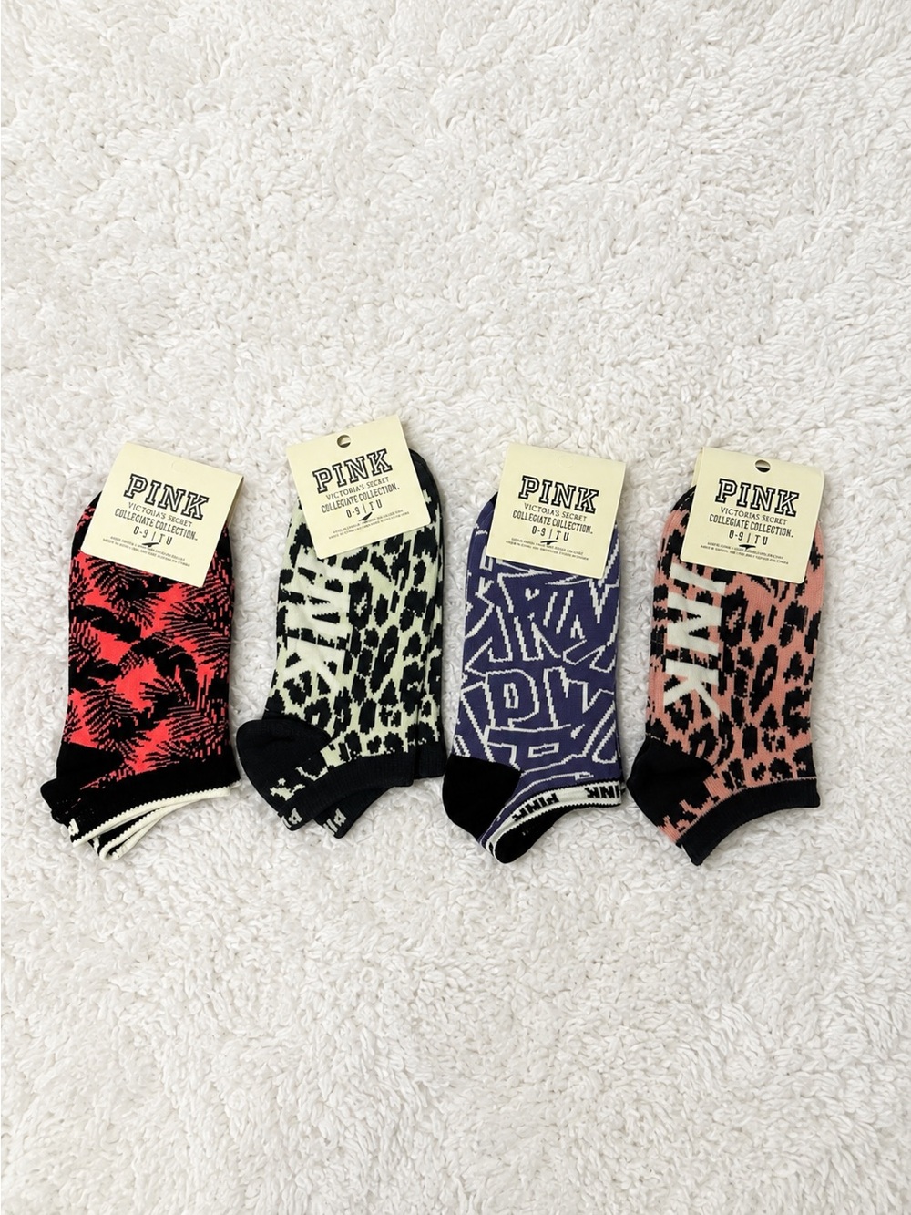 Victoria’s Secret PINK Collegiate Collection No Show Socks Lot of 4 NWT